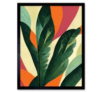 Artery8 Wall Art Print Abstract Boho Colour Exotic Tropical Leaves Botanical Art Framed in Black | Size: W12" x H16" Artery8 Black W12" x H16"