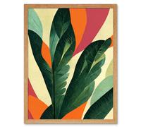 Artery8 Wall Art Print Abstract Boho Colour Exotic Tropical Leaves Botanical Art Framed in Light Oak | Size: W12" x H16" Artery8 Light Oak W12" x H16"