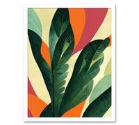 Artery8 Wall Art Print Abstract Boho Colour Exotic Tropical Leaves Botanical Art Framed in White | Size: W12" x H16" Artery8 White W12" x H16"