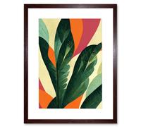 Artery8 Wall Art Print Abstract Boho Colour Exotic Tropical Leaves Botanical Artwork Framed 9X7 Inch in Brown | Size: W7" x H9" Artery8 Brown W7" x H9"