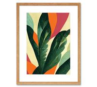Artery8 Wall Art Print Abstract Boho Colour Exotic Tropical Leaves Botanical Artwork Framed 9X7 Inch in Beige | Size: W7" x H9" Artery8 Beige W7" x H9"