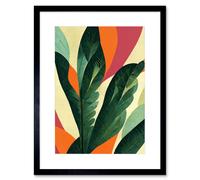 Artery8 Wall Art Print Abstract Boho Colour Exotic Tropical Leaves Botanical Artwork Framed 9X7 Inch in Black | Size: W7" x H9" Artery8 Black W7" x H9"