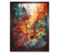 Artery8 Wall Art Print Abstract Coral Reef Modern Rainbow Painting Art Framed in Brown | Size: W12" x H16" Artery8 Brown W12" x H16"