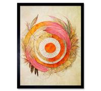 Artery8 Wall Art Print Abstract Dreamcatcher With Feathers In Soft Pastel Palette Art Framed in Black | Size: W12" x H16" Artery8 Black W12" x H16"