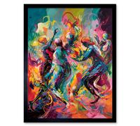 Artery8 Framed Wall Art Abstract Figures Vibrant Dance Expression - 12X16 Inch
