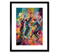 Artery8 Wall Art Print Abstract Figures Vibrant Dance Expression Artwork Framed 9X7 Inch in Black | Size: W7" x H9" Artery8 Black W7" x H9"