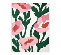 Artery8 Abstract Flower Blooms Pink Green Bright Painting For Living Room Unframed Wall Art Print Poster Home Decor