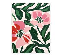 Artery8 Unframed Wall Art Abstract Flower Pattern Pink Green Bloom Detail - 12X16 Inch