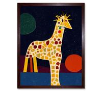 Artery8 Wall Art Print Abstract Giraffe Surreal Cubism Art Framed in Brown | Size: W12" x H16" Artery8 Brown W12" x H16"