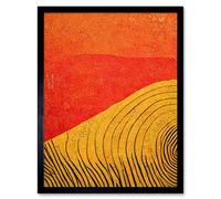 Artery8 Wall Art Print Abstract Hilltop Sunset Walkabout Australia Mustard Coral Art Framed in Black | Size: W12" x H16" Artery8 Black W12" x H16"