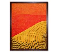 Artery8 Wall Art Print Abstract Hilltop Sunset Walkabout Australia Mustard Coral Art Framed in Brown | Size: W12" x H16" Artery8 Brown W12" x H16"