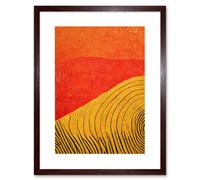 Artery8 Wall Art Print Abstract Hilltop Sunset Walkabout Australia Mustard Coral Artwork Framed 9X7 Inch in Brown | Size: W7" x H9" Artery8 Brown W7" x H9"