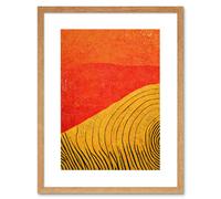 Artery8 Wall Art Print Abstract Hilltop Sunset Walkabout Australia Mustard Coral Artwork Framed 9X7 Inch in Beige | Size: W7" x H9" Artery8 Beige W7" x H9"