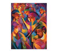 Artery8 Wall Art Print Abstract Latino Pop Festival Dance Music South America Colourful Bright Bold Painting Rhythm Body Energy Theatre Arts Artwork Artery8 Multicolor W24" x H32"