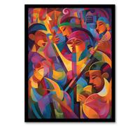 Artery8 Wall Art Print Abstract Latino Pop Festival Dance Music South America Colourful Bright Bold Painting Rhythm Body Energy Theatre Arts Artwork Artery8 Multicolor W12" x H16"