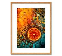 Artery8 Wall Art Print Abstract Liquid Paint Dried Orange Fruit Slice Artwork Framed 9X7 Inch in Beige | Size: W7" x H9" Artery8 Beige W7" x H9"