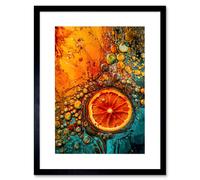 Artery8 Wall Art Print Abstract Liquid Paint Dried Orange Fruit Slice Artwork Framed 9X7 Inch in Black | Size: W7" x H9" Artery8 Black W7" x H9"