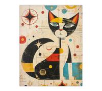 Artery8 Abstract Mid Century Modern Atomic Cat Lover For Living Room Extra Large XL Wall Art Poster Print