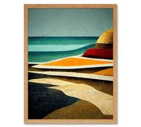 Artery8 Wall Art Print Abstract Modern Beach Ocean Coastal Africa Art Framed in Light Oak | Size: W12" x H16" Artery8 Light Oak W12" x H16"