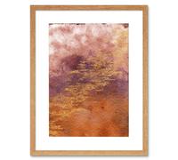 Artery8 Wall Art Print Abstract Orange Purple Gold Watercolour Art Framed 9x7 inch in Beige | Size: W7" x H9" Artery8 Beige W7" x H9"