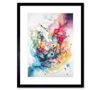 Artery8 Wall Art Print Abstract Organic Form Multicolour Splatter Paint Art Modern Watercolour Painting Artwork Framed 9X7 Inch