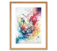 Artery8 Wall Art Print Abstract Organic Form Multicolour Splatter Paint Art Modern Watercolour Painting Artwork Framed 9X7 Inch | Size: W7" x H9" Artery8 Beige W7" x H9"