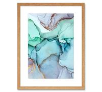 Artery8 Wall Art Print Abstract Paint with Cool Colours Art Framed 9x7 inch in Beige | Size: W7" x H9" Artery8 Beige W7" x H9"