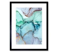 Artery8 Wall Art Print Abstract Paint with Cool Colours Art Framed 9x7 inch in Black | Size: W7" x H9" Artery8 Black W7" x H9"