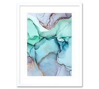 Artery8 Wall Art Print Abstract Paint with Cool Colours Art Framed 9x7 inch in White | Size: W7" x H9" Artery8 White W7" x H9"