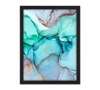 Artery8 Wall Art Print Abstract Paint With Cool Colours Large Large Framed Wall Décor Art in Brown | Size: W18" x H24" Artery8 Brown W18" x H24"