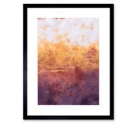 Artery8 Wall Art Print Abstract Purple Yellow Gold Watercolour Art Framed 9X7 Inch