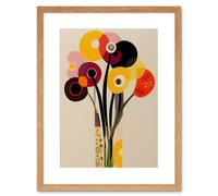 Artery8 Wall Art Print Abstract Retro Spring Summer Flowers Floral Yellow Burgundy Orange Bouquet Vase Artwork Framed 9X7 Inch | Size: W7" x H9" Artery8 Beige W7" x H9"