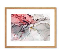 Artery8 Wall Art Print Abstract Swirl Paint Grey & Pink Art Framed 9x7 inch in Beige | Size: W7" x H9" Artery8 Beige W7" x H9"