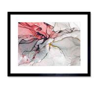 Artery8 Wall Art Print Abstract Swirl Paint Grey & Pink Art Framed 9x7 inch in Black | Size: W7" x H9" Artery8 Black W7" x H9"
