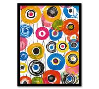 Artery8 Wall Art Print Abstract Target Circles Colourful Bright Fun Design Art Framed Poster in Black | Size: W12" x H16" Artery8 Black W12" x H16"