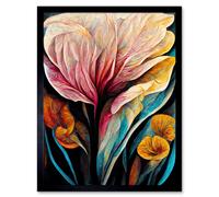 Artery8 Framed Wall Art Abstract Tropical Floral Bloom Acrylic Flower - 12X16 Inch
