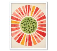 Artery8 Wall Art Print Abstract Watermelon Kitchen Artwork Bright Colourful Pastel Pigments Art Framed in White | Size: W12" x H16" Artery8 White W12" x H16"