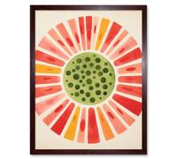 Artery8 Wall Art Print Abstract Watermelon Kitchen Artwork Bright Colourful Pastel Pigments Art Framed in Brown | Size: W12" x H16" Artery8 Brown W12" x H16"