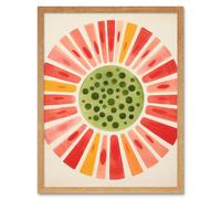 Artery8 Wall Art Print Abstract Watermelon Kitchen Artwork Bright Colourful Pastel Pigments Art Framed in Light Oak | Size: W12" x H16" Artery8 Light Oak W12" x H16"
