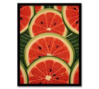 Artery8 Wall Art Print Abstract Watermelon Slices Graphic Painting Green Red Bold Stylish Kitchen Artwork Framed | Size: W12" x H16" Artery8 Green W12" x H16"