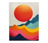 Artery8 Wall Art Print Abstract Waves Sunset Sun Vibrant Oil Painting Poster | Size: W18" x H24" Artery8 Multicolor W18" x H24"
