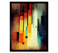 Artery8 Wall Art Print Acid Jazz Retro Colourful Boho Abstract Art Framed in Black | Size: W12" x H16" Artery8 Black W12" x H16"