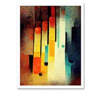 Artery8 Wall Art Print Acid Jazz Retro Colourful Boho Abstract Art Framed in White | Size: W12" x H16" Artery8 White W12" x H16"