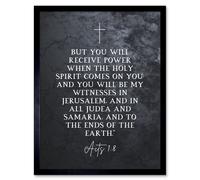 Artery8 Wall Art Print Acts 1:8 You Will be My Witness Christian Bible Verse Quote Scripture Typography Art Framed in Black | Size: W12" x H16" Artery8 Black W12" x H16"