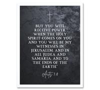 Artery8 Wall Art Print Acts 1:8 You Will be My Witness Christian Bible Verse Quote Scripture Typography Art Framed in White | Size: W12" x H16" Artery8 White W12" x H16"