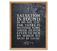 Artery8 Wall Art Print Acts 4:12 Salvation is Found In No One Else Christian Bible Verse Quote Scripture Typography Art Framed | Size: W12" x H16" Artery8 Light Oak W12" x H16"