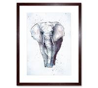 Artery8 Wall Art Print African Elephant Watercolour Artwork Framed 9X7 Inch in Brown | Size: W7" x H9" Artery8 Brown W7" x H9"