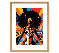 Artery8 Wall Art Print Afro Caribbean Woman Colour Explosion Modern Strong Matriarch Bright Bold Colourful Artwork Framed 9X7 Inch | Size: W7" x H9" Artery8 Beige W7" x H9"