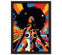 Artery8 Afro Caribbean Woman Colour Modern Strong Matriarch Bright Bold Colourful Wall Art Print - A4 Size