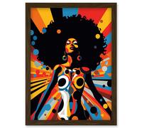 Wall Art Print Afro Caribbean Woman Colour Explosion Modern Strong Matriarch Bright Bold Colourful Artwork Framed A4 Artery8 Brown A4
